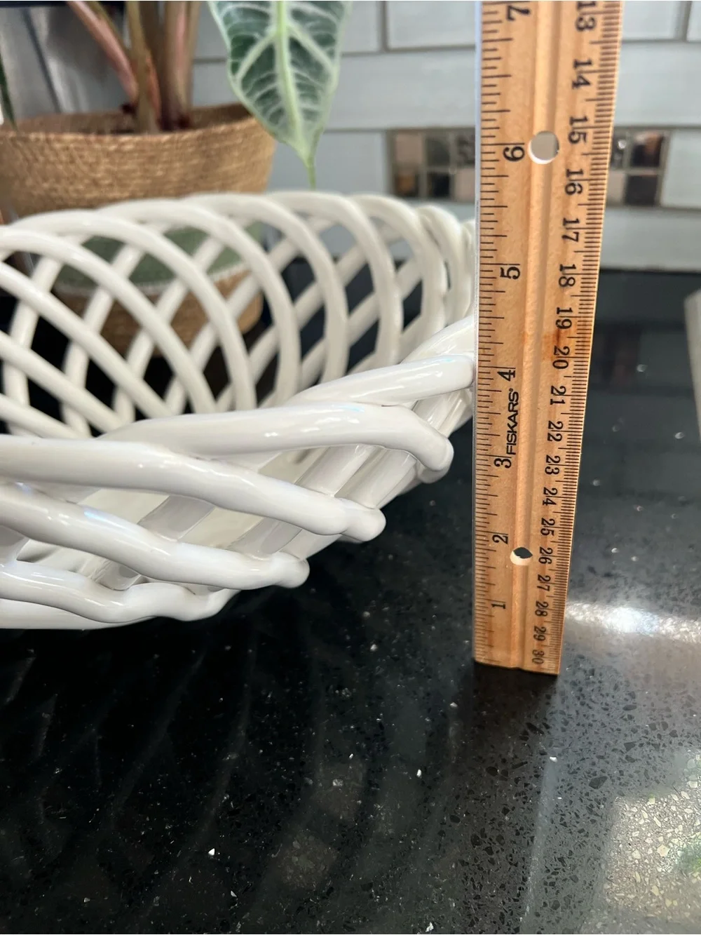 Pier 1 White Ceramic Woven Bowl
